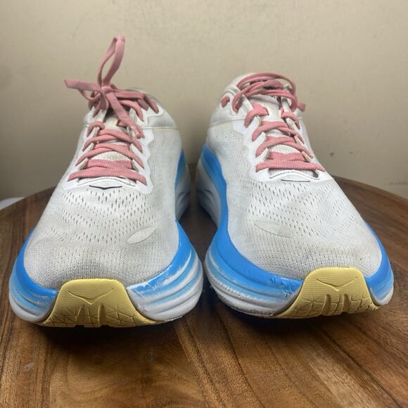 Hoka One One Bondi 8 Womens White Blue Size 9 Athletic Running Shoes 1127952 BSW - Picture 3 of 12
